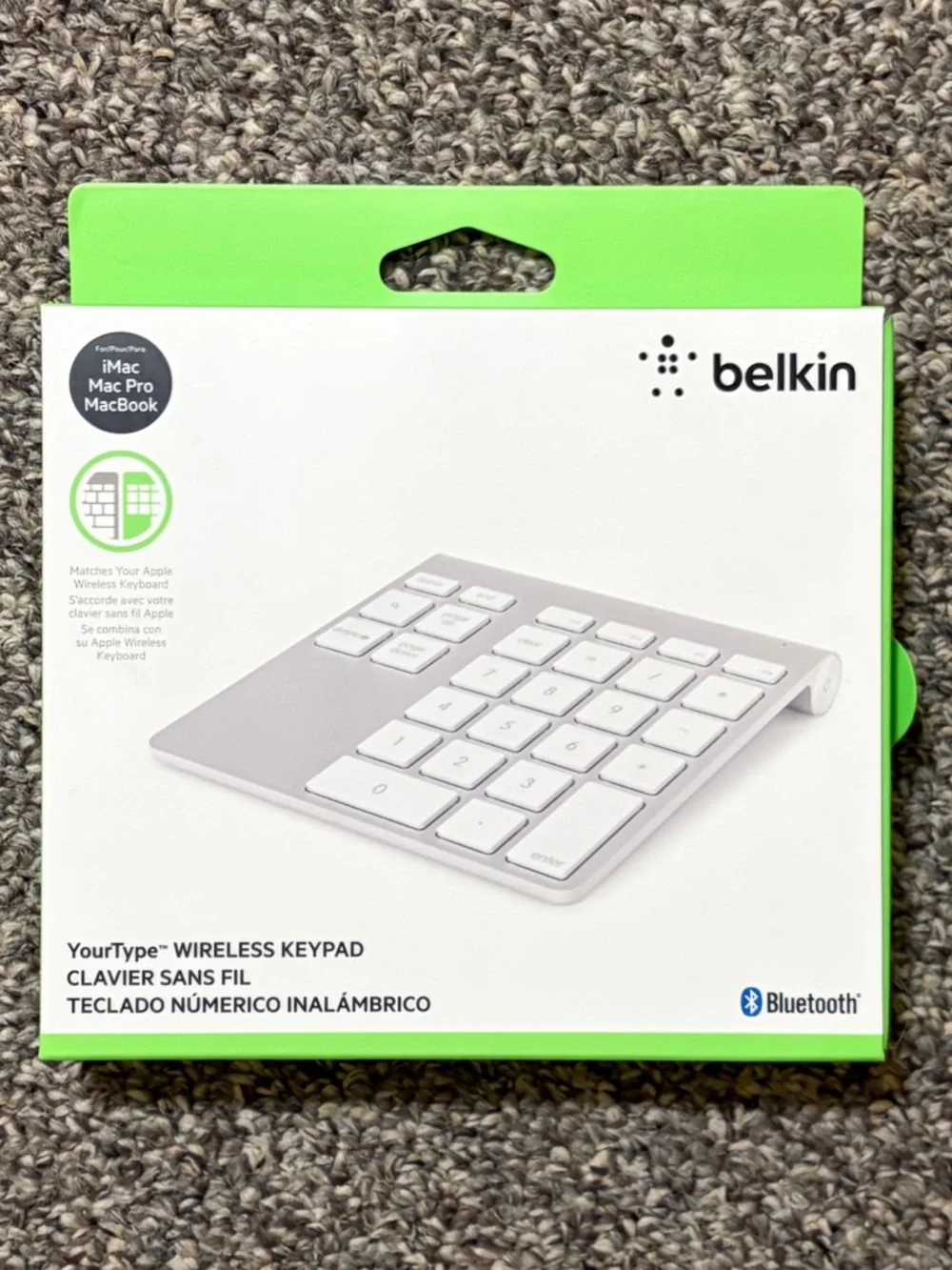 Belkin Silver Wireless Numeric Keypad with White Keys